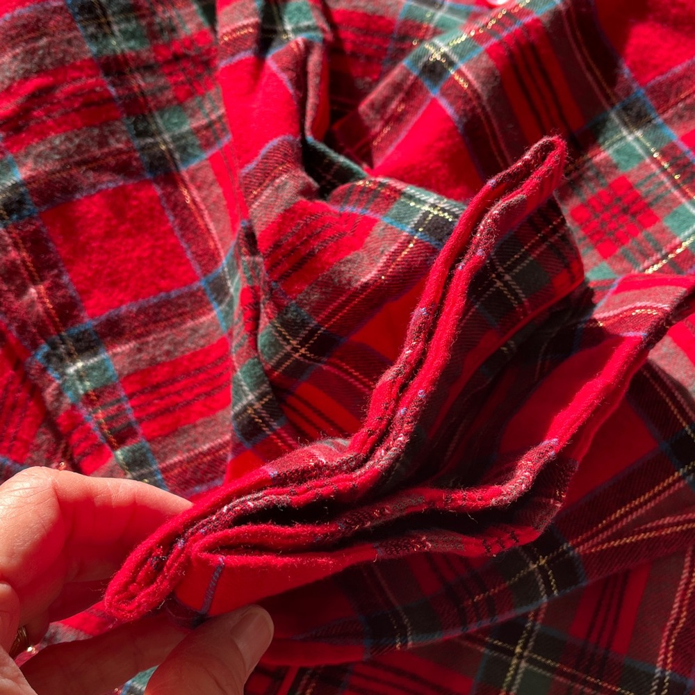 Talbots Cotton Flannel Pajama Top & Pants‎ Set 2 Pieces Womens XL Red Plaid Soft - Picture 11 of 17